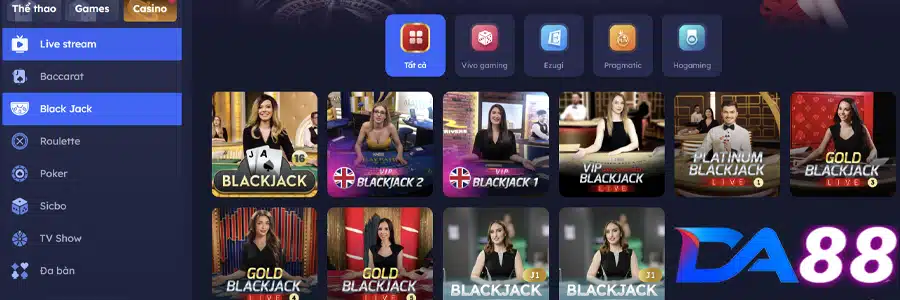 Truy Cập Blackjack Tại DA88